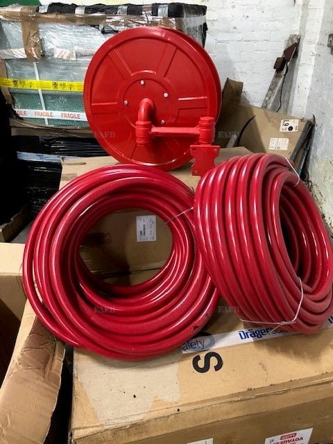 2 X NEW SWING TYPE  FIRE REELS &amp; HOSES